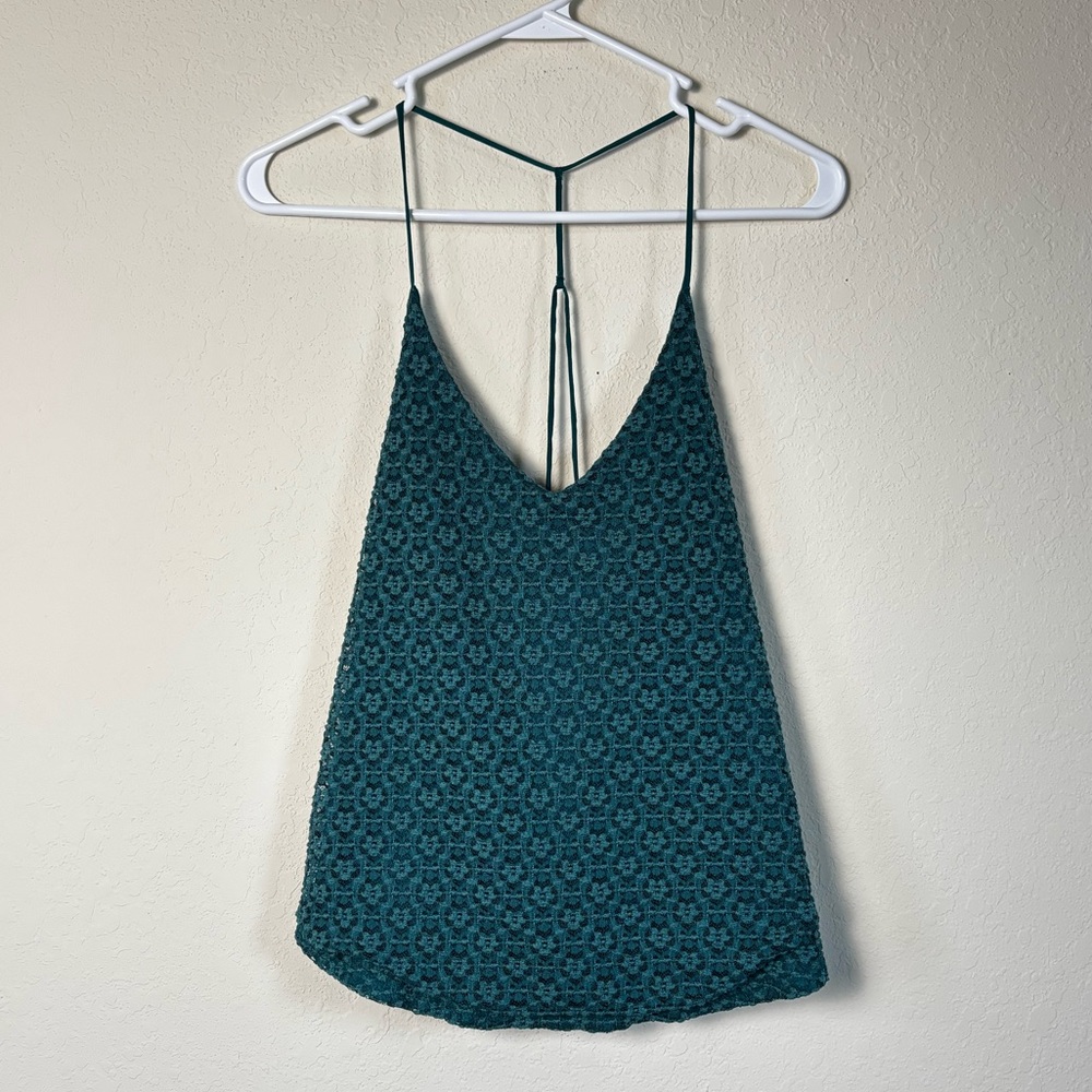 Urban Outfitters Green Floral Lace Tank. Size XS